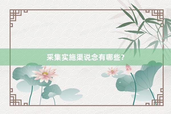采集实施渠说念有哪些？